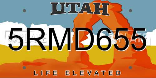5RMD655 Utah License Plate