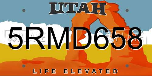 5RMD658 Utah License Plate