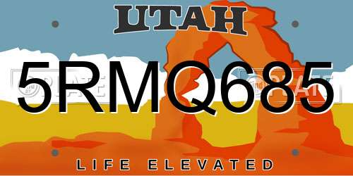 5RMQ685 Utah License Plate
