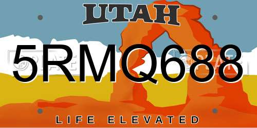 5RMQ688 Utah License Plate