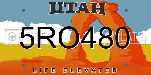 5RO480 Utah License Plate