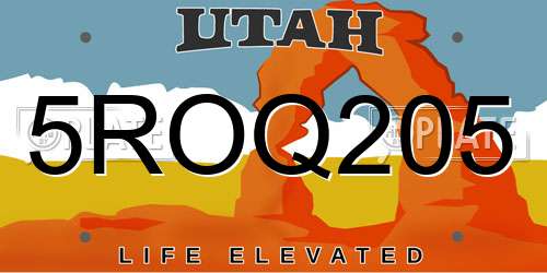 5ROQ205 Utah License Plate