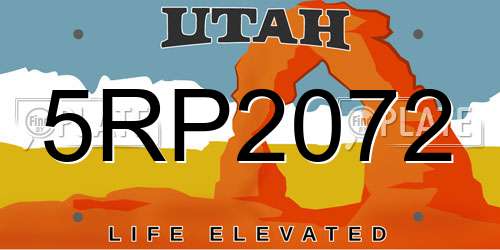 5RP2072 Utah License Plate