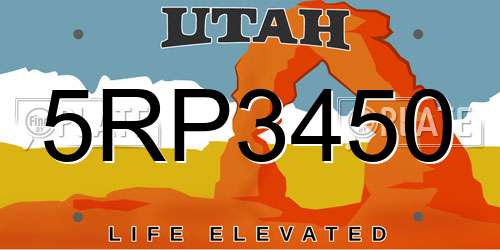 5RP3450 Utah License Plate