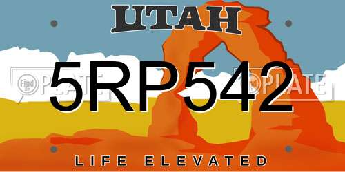 5RP542 Utah License Plate