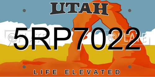 5RP7022 Utah License Plate