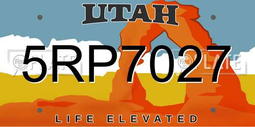 5RP7027 Utah License Plate