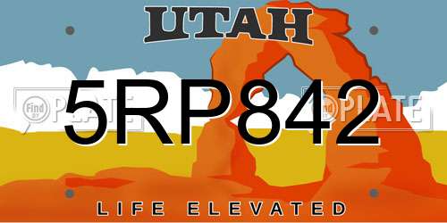 5RP842 Utah License Plate