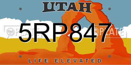 5RP847 Utah License Plate
