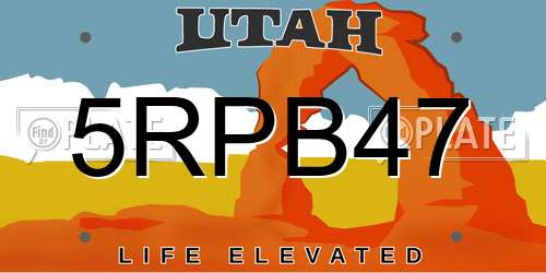 5RPB47 Utah License Plate