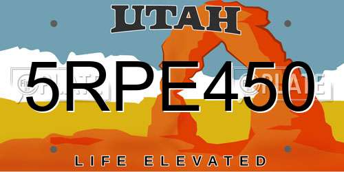 5RPE450 Utah License Plate