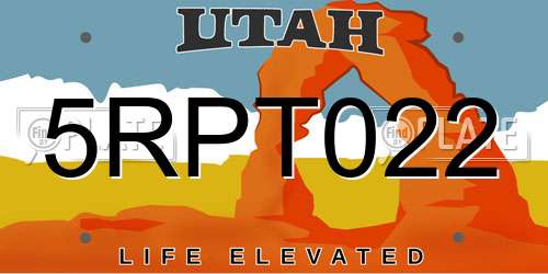 5RPT022 Utah License Plate