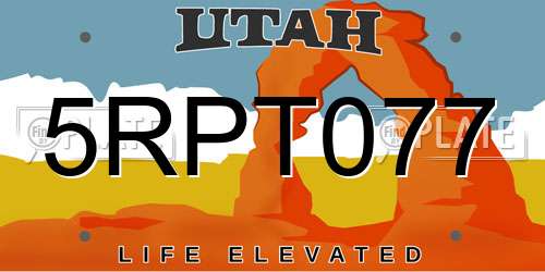 5RPT077 Utah License Plate
