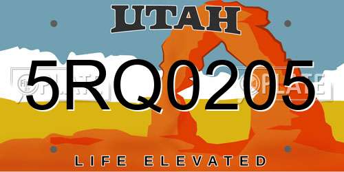 5RQ0205 Utah License Plate