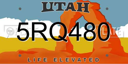5RQ480 Utah License Plate