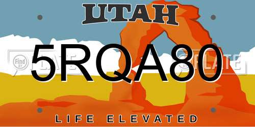 5RQA80 Utah License Plate