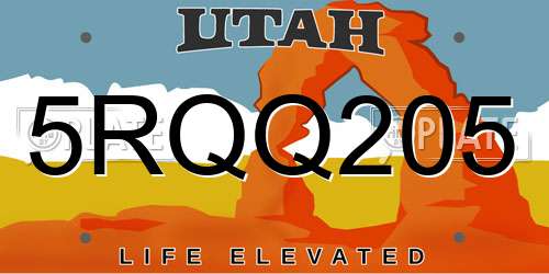 5RQQ205 Utah License Plate