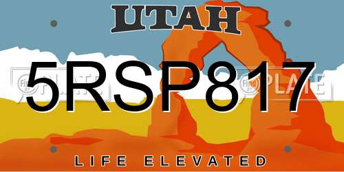 5RSP817 Utah License Plate