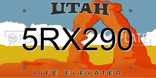 5RX290 Utah License Plate