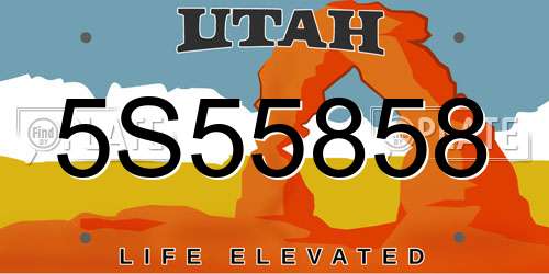 5S55858 Utah License Plate