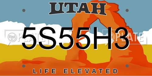 5S55H3 Utah License Plate