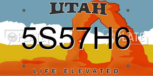 5S57H6 Utah License Plate