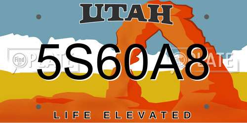5S60A8 Utah License Plate