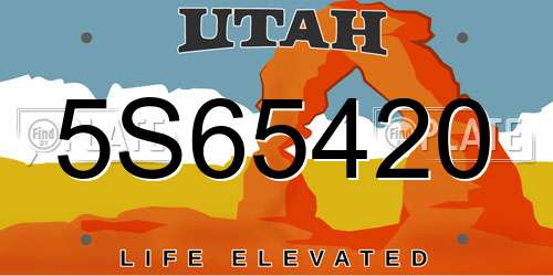 5S65420 Utah License Plate