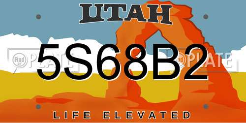 5S68B2 Utah License Plate