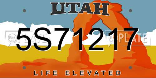 5S71217 Utah License Plate