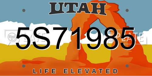 5S71985 Utah License Plate