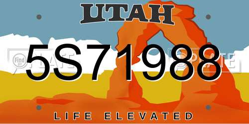 5S71988 Utah License Plate