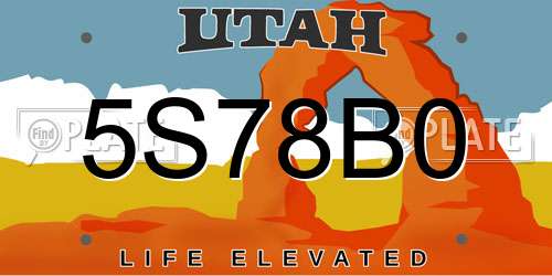 5S78B0 Utah License Plate