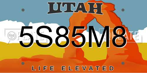 5S85M8 Utah License Plate