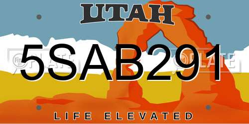 5SAB291 Utah License Plate