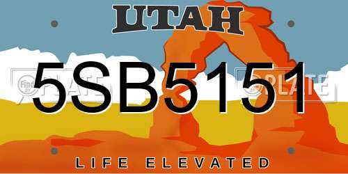 5SB5151 Utah License Plate