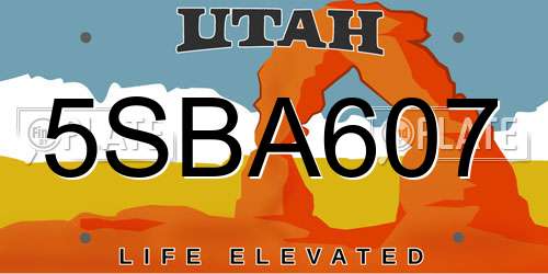 5SBA607 Utah License Plate