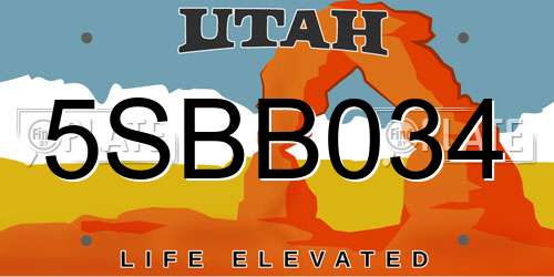 5SBB034 Utah License Plate