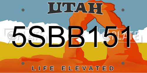 5SBB151 Utah License Plate