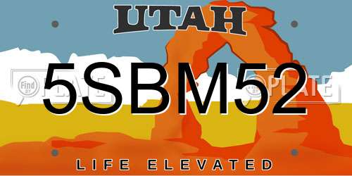 5SBM52 Utah License Plate