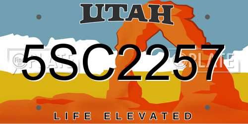 5SC2257 Utah License Plate