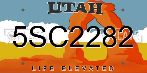 5SC2282 Utah License Plate