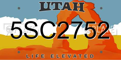 5SC2752 Utah License Plate