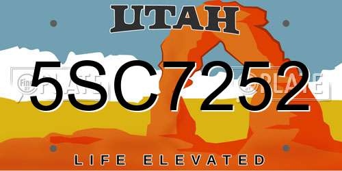5SC7252 Utah License Plate