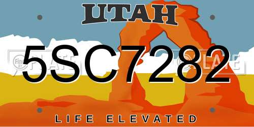 5SC7282 Utah License Plate