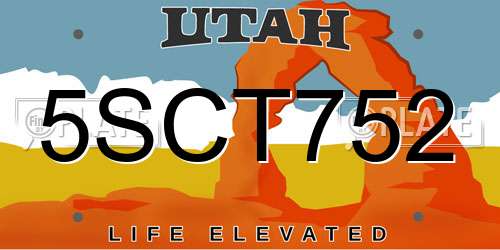 5SCT752 Utah License Plate