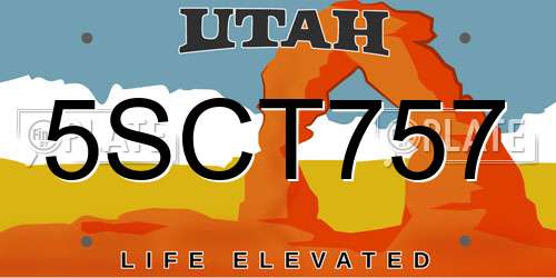 5SCT757 Utah License Plate