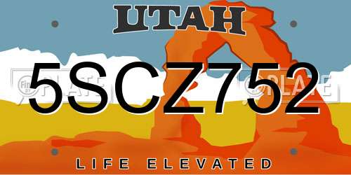 5SCZ752 Utah License Plate