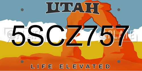 5SCZ757 Utah License Plate