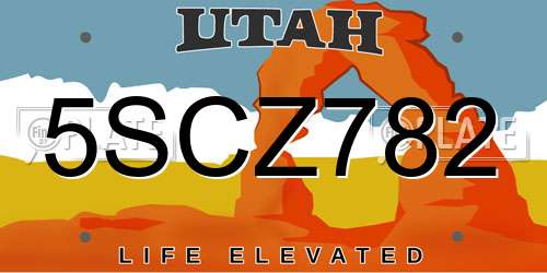 5SCZ782 Utah License Plate